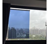 Sombra de rodillo de espejo de un solo ida con tazas de succión, persianas de ventana térmicas para la privacidad, fácil instalación sin taladro, efecto de película de vidrio tintado azul C, 60x150 cm