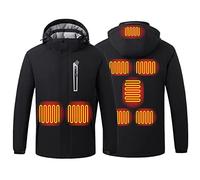 Sombrero a de Terciopelo Chaquetas de calefacción Senderismo USB 8 Abrigo Calefacción y Chaquetas de Color sólido Área de Hombre con Abrigos y Chaquetas de Hombre Desmontables (Black, XXXL)