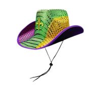 Sombrero - Accesorio de Cabeza Ajustable con Lentejuelas Brillantes | Sombrero de Vaquera Occidental para Disfraz | Para Hombres Mujeres Adolescentes Fiestas Carnaval Día De San Patricio Mascarada Cos