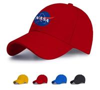 Sombrero Ajustable Snapback para La NASA Gorra De Béisbol para Clima Cálido Impresión Transpirable Sombrero De Papá Agujero De Cola De Caballo Unisex-Red||One Size