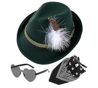 Sombrero alpino, piel sintética, 1 juego de sombrero de cazador alemán no tejido con bufanda para la cabeza, accesorios de disfraz del Oktoberfest, sombrero alemán alpino bávaro para adultos