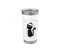 Sombrero Black Cat Christmas con forma de gato ligero para Papá Noel, suéter Merry Catmas Vaso térmico de acero inoxidable de doble pared