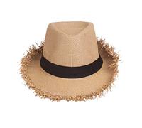 Sombrero Blanco Hombre De Paja Protección Solar Panama Pamela Playa Verano Esparto Gorra para Sol Visera Enrollable Tira con Detalles Ajustable Marrón Sombrero de Paja Transpirable Casual de Verano