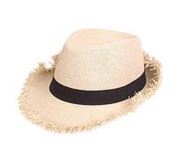 Sombrero Blanco Hombre De Paja Protección Solar Panama Pamela Playa Verano Esparto Gorra para Sol Visera Enrollable Tira con Detalles Ajustable Marrón Sombrero de Paja Transpirable Casual de Verano