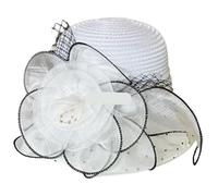 Sombrero Bowler de Organza transpirable for verano, artículo playa al aire libre, sombrero ala ancha, tocados flores for boda y, 2 uds(White)