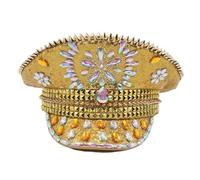 Sombrero brillante de capitán con lentejuelas de cristal para despedida de soltera, discoteca, para actor, actriz, cumpleaños, regalo de adulto