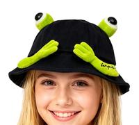 Sombrero Bucket Rana - Gorra caliente linda divertida, gorra de pescador animal - para Pique Niques Randonnees invierno otoño diario interior exterior cumpleaños, Negro , L