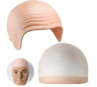 Sombrero calvo de piel calva,Gorro de Calva de Látex Grueso,1 calva y 1 redecilla de color piel,Accesorios de Halloween, Carnaval, Noche de Brujas, Mascarada,Gorro de cosplay para niños adultos
