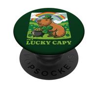 Sombrero Capybara Leprechaun para el día de San Patricio I'm A Lucky Capy PopSockets PopGrip Adhesivo