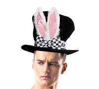Sombrero cilíndrico de terciopelo - Gorro disfraz oreja de conejo, ropa de circo retro mago Steampunk | Accesorio multiusos para de bricolaje para espectáculos teatrales de Pascua, c