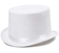 Sombrero cilíndrico negro blanco rosa boda fiesta juego ® Auto joyas (blanco)