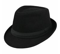 Sombrero clásico a cuadros Manhattan estructurado Gángster Trilby Fedora estilo cubano Derby, gorra de jazz, Negro, Large