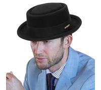 Sombrero clásico de los años 20 de lana pura con ala enrollada, sombrero de cerdo para hombre y mujer, sombrero de iglesia de ala corta aplastable, Negro, Medium