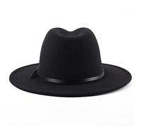 Sombrero clásico de Mezcla de Lana con Hebilla de cinturón de ala Ancha, Sombrero de Iglesia, Gorra de Jazz, Gorras de Trilby para Hombres, Mujeres, Bodas, Fiestas