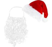 Sombrero clásico de Papá Noel, cómodo gorro de vacaciones, sombrero de cosplay, sombrero de Papá Noel unisex, sombrero de barba falsa, gorras unisex de cosplay, perfecto para eventos festivos