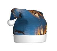 Sombrero clásico de Papá Noel con estampado nocturno de Venecia, accesorios de disfraz de fiesta festiva, utilizado para fiestas de Año Nuevo, en interiores y exteriores