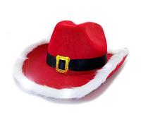 Sombrero con luz LED intermitente de Navidad vaquero rojo Papá Noel Cláusula occidental para accesorios de disfraz de Halloween, accesorios, cosplay, decoraciones navideñas