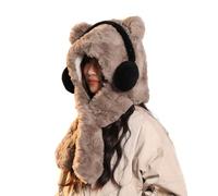 Sombrero con patrón de oso para adultos, sombrero de felpa suave, grueso, versátil, elegante para aventuras frías, animal encantador