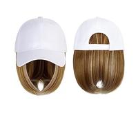 Sombrero con Pelo Gorra de béisbol peluca sombrero sintético con peluca de pelo pelucas negras naturales gorra natural con peluca sombrero pelucas Bobo ajustable for mujeres Sombrero con Peluca(Color: