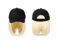Sombrero con Pelo Gorra de béisbol peluca sombrero sintético con peluca de pelo pelucas negras naturales gorra natural con peluca sombrero pelucas Bobo ajustable for mujeres Sombrero con Peluca(Color:
