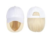 Sombrero con Pelo Gorra de béisbol peluca sombrero sintético con peluca de pelo pelucas negras naturales gorra natural con peluca sombrero pelucas Bobo ajustable for mujeres Sombrero con Peluca(Color: