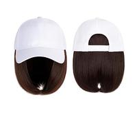 Sombrero con Pelo Gorra de béisbol peluca sombrero sintético con peluca de pelo pelucas negras naturales gorra natural con peluca sombrero pelucas Bobo ajustable for mujeres Sombrero con Peluca(Color:
