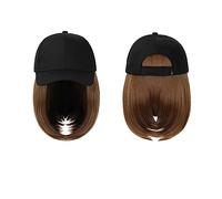 Sombrero con Pelo Gorra de béisbol peluca sombrero sintético con peluca de pelo pelucas negras naturales gorra natural con peluca sombrero pelucas Bobo ajustable for mujeres Sombrero con Peluca(Color:
