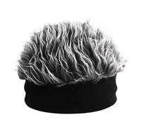 Sombrero con peluca - Gorro de punto de pelo con puntas, forro suave, gorro de estilo Hip-hop, gorro cálido y cómodo, ajuste elástico | Accesorio, Gris, Se référer au descriptif