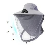 Sombrero con ventilador de energía solar - Tesa ancha protección solar | Sombrero de sol de verano personal ventilador, para ciclismo, caza, senderismo, jardinería, deportes, viajes, Light Gray, L