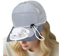 Sombrero con ventilador solar, gorro refrescante de béisbol, sombrero de alimentación con energía solar | para festivales, paseos, excursiones, camping, pícnic, playa, al aire libre, Gris, L