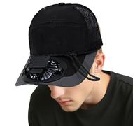 Sombrero con ventilador solar, gorro refrescante de béisbol, sombrero de alimentación con energía solar | para festivales, paseos, excursiones, camping, pícnic, playa, al aire libre, Negro , L