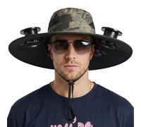 Sombrero con Ventilador Solar, Sombrero para el Sol UPF 50+ con Doble alimentación (Solar/batería), Gorra de Pesca para Exteriores con 3 Ventiladores y ala Ancha para Hombres y Mujeres, ventilad