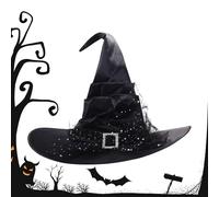 Sombrero de - 100 G,Halloween Witch Headwear Pleated Witchs,Ampliamente utilizado | Sombrero de brujas de terciopelo,Sombreros de Halloween Vintage hechos a mano, Vestir Sombreros para Estrellas