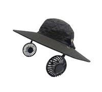 Sombrero de abanico con alimentación USB recargable solar, dos, pantalla de ala ancha y corona ventilada para una comodidad cálida al aire libre, senderismo y viajes, sombrero de ventilador solar