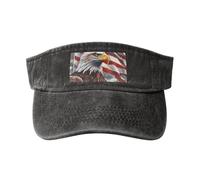 Sombrero de águila de Estados Unidos con estampado de bandera estadounidense para playa y piscina con cierre de hebilla ajustable, clásico, a la moda, casual, para hombres y mujeres, Negro, Talla