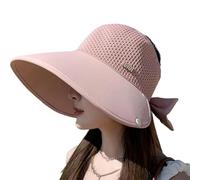 Sombrero de ala ancha con chal extraíble para el cuello, protección UV para exteriores, ala ancha para mujer (1pcs-Pink)