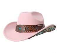 Sombrero de ala ancha con forma de campana para mujer con inspiración retro francesa para una actualización de conjunto occidental (rosa claro)