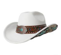 Sombrero de ala ancha con forma de campana para mujer con inspiración retro francesa para una actualización de conjunto occidental (blanco)