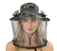 Sombrero de ala Ancha con Ventilador Solar - Sombrero de Tipo Cubo UPF50+ Transpirable con Red - Gorra para r al Aire Libre | para Deportes al Aire Libre Hombres Mujeres Senderismo Camping Playa