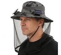 Sombrero de ala Ancha con Ventilador Solar | Tocado de Tipo Bucket UPF50+ con Mosquitera,Gorra para r al Aire Libre | para Playa, Viajes, Senderismo, Camping, Deportes, Hombres y Mujeres
