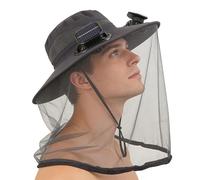 Sombrero de ala Ancha con Ventilador Solar,Tocado de Tipo Bucket UPF50+ con Mosquitera,Gorra para r al Aire Libre - para Deportes al Aire Libre Hombres Mujeres Senderismo Camping Playa