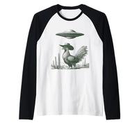 Sombrero de ala Ancha para Aves surrealistas, diseño de ovni del Desierto Camiseta Manga Raglan