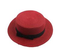 Sombrero de ala Ancha para el Sol, Sombrero Tipo Cubo Panamá con protección Solar de Paja for Mujer, Multicolor, Varios tamaños(Red)