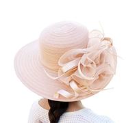 Sombrero de ala ancha plegable para mujer, de algodón transpirable, con protección UV, accesorio para vacaciones, bodas de verano, salidas a la iglesia y viajes de un día, caqui, Talla única