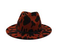Sombrero de ala grande con estampado de vaca de fieltro occidental con cuerda de cuero para foto