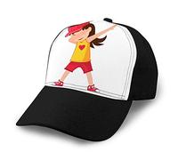Sombrero de algodón clásico Gorra Plana Ajustable, Gorra de béisbol Tamaño Ajustable Sombrero con Visera Curva Chica de Dibujos Animados Pose de Baile Aislado Fondo Blanco Chica de Dibujos Animado