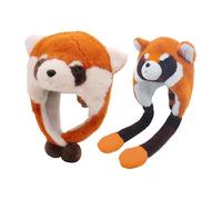 Sombrero de animal mapache - Sombrero de invierno de peluche acolchado con orejas móviles | Appello grueso y cálido de textura suave, apelación de para mujeres, adolescentes, niñas, para