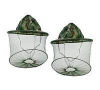 Sombrero de Apicultor Máscara de Velo Anti Abeja Mosquito Insecto Mosca Sombrero Equipo de protección Facial con Malla de Red para Pesca al Aire Libre Camuflaje 2 Piezas