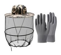 Sombrero de apicultor Mosquitero Sombrero, Con un par de guantes,Sombrero Protección contra la Máscara Mosca,Sombrero Malla,Apicultor Anti-Mosquito Insecto Abeja Insecto Mosca Máscara Cap Sombrero