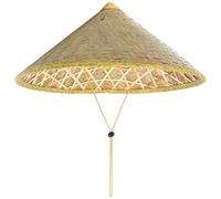 Sombrero de bambú de arroz chino, bambú asiático gorro coolie, tourismo de paja de arroz de tejido gorro de lluvia, granjero vietnamita de 14 pulgadas con cuerda ajustable para mujeres y hombres al a